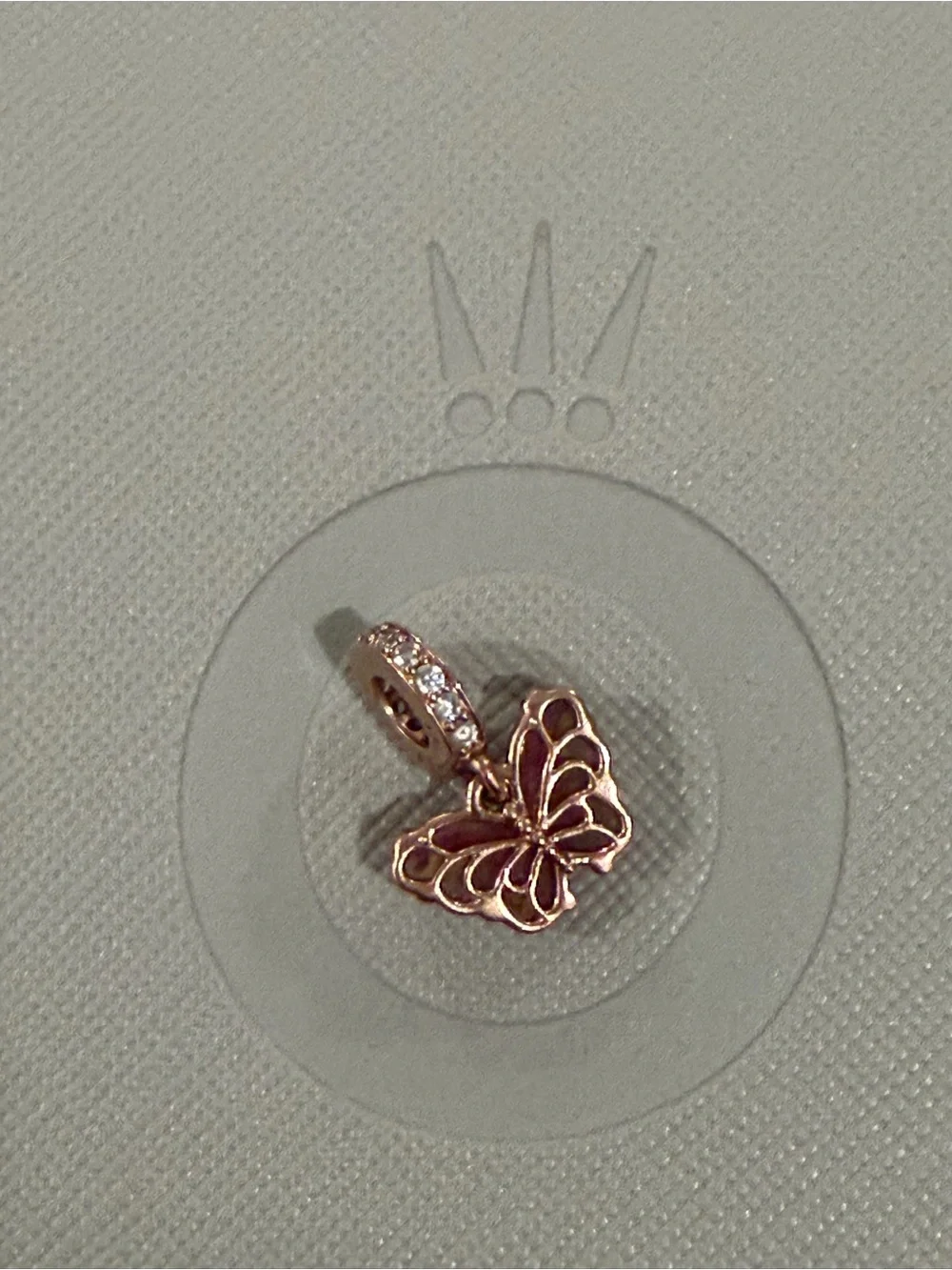 Authentic Pandora butterfly charm. Rose gold plated.